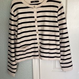 Striped Lady Jacket Cardigan Black & Cream
